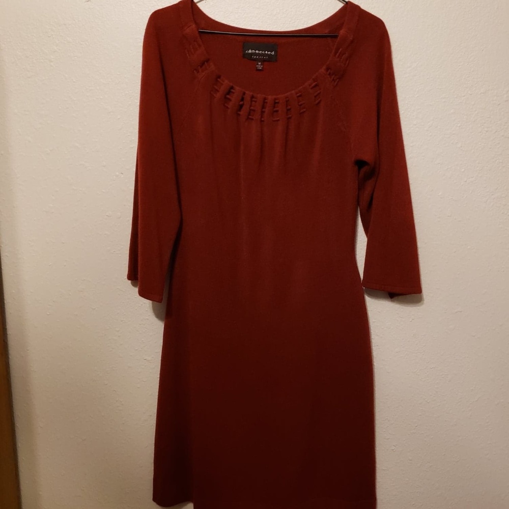 Connected Apparel Wine Colored Sweater Dress